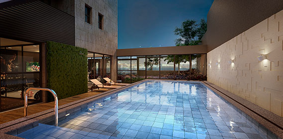 piscina aquecida com deck